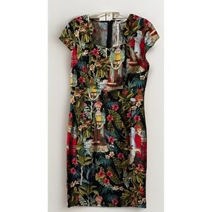 Grace Karin Frida Kahlo Tropical Pencil Dress Zip Up Women's Size Medium NWT